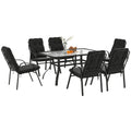 Seven-Piece Garden Dining Set with Cushions - Black - Bobobiy