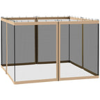 Beige gazebo sidewall replacement mesh netting panel with hanging loops and zippered openings