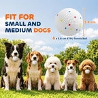 White ET TPU dog ball with colorful speckles and textured grip surface