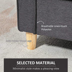 Dark grey loveseat sofa with linen-touch fabric and solid poplar wood legs