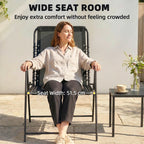 Black folding dining chair with wide seat, high back, and armrests for comfort