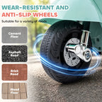 Green kids ride-on motorbike front wheel with anti-slip tire and chrome fork