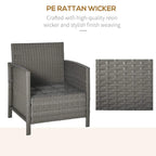 Light grey rattan armchair with woven pattern panel detail
