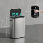 Touchless sensor waste bin with open lid and front side control