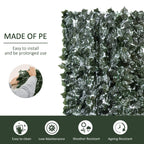 Dark green artificial leaf hedge screen panel with crinkled leaf surface and mesh backing.
