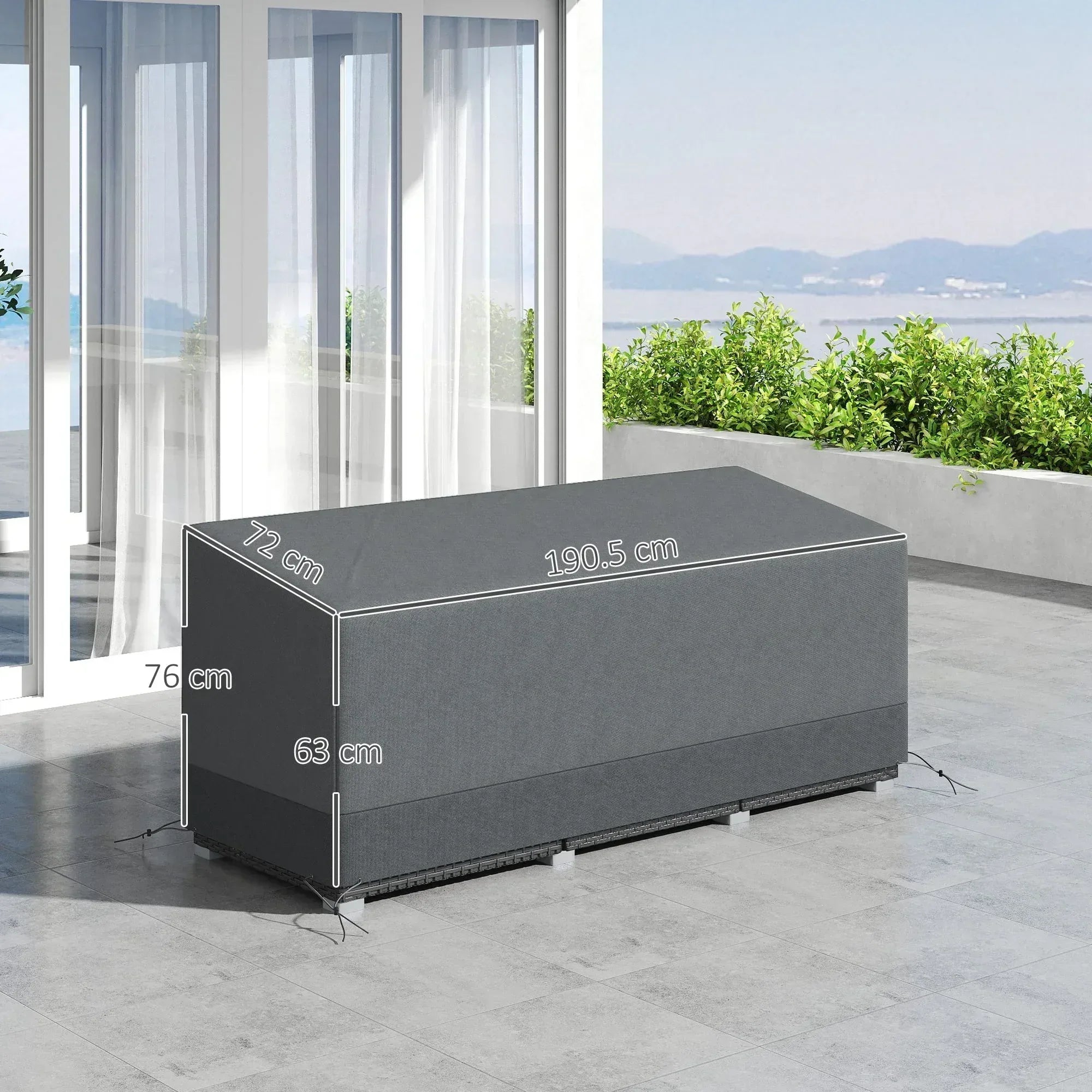 Rectangular Patio Garden Furniture Cover Waterproof for 3 Seater Sofa Bistro Set, UV Resistant Protection 600D Oxford Fabric Rattan Lounge Clean Cover, 190 x 72 x 76cm, Grey - Bobobiy