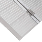 Silver aluminum ramp tread with hinge bar and secure connection hardware