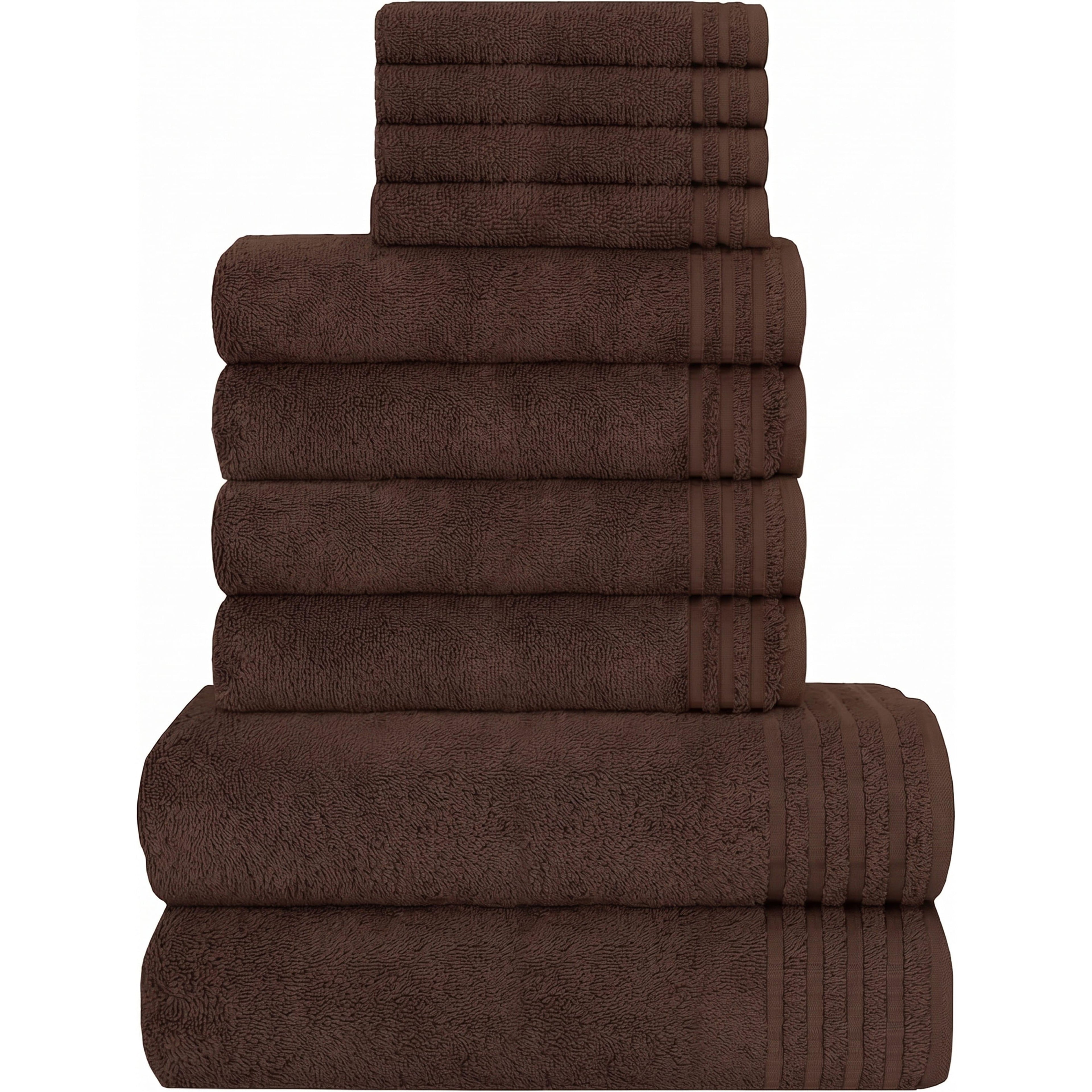 10 Piece Monaco Luxury Egyptian Cotton Towel Set 500 GSM with 4 Face Towels 4 Hand Towels 2 Bath Towels for Bathroom