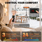 Black infrared heater with touch-screen control and handheld remote