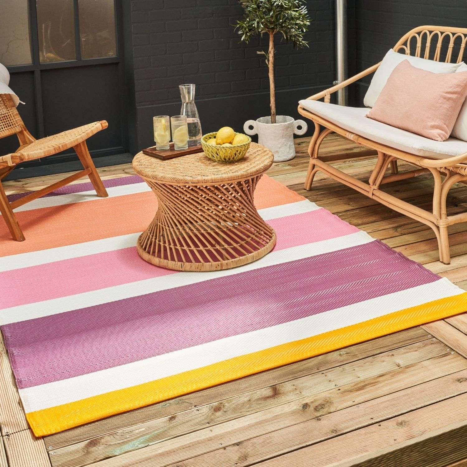 Rainbow Outdoor Rug Pink | 1030