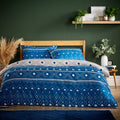 Oslo Sapphire Super Soft Flannel Duvet Cover Set with Pillowcases Warm & Cosy Quilt Bedding in Multiple Sizes Available