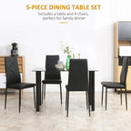 Black 5-piece dining table set with four quilted back chairs