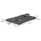 Charcoal grey back and seat cushion set with 2 pillows and tied fastening cords