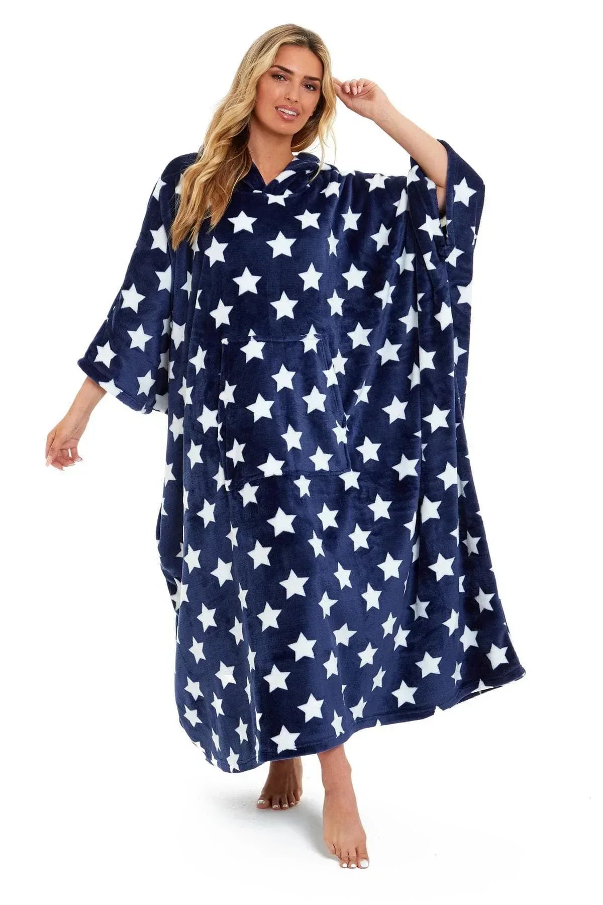 oversized-hooded-fleece-poncho-blanket-with-stars-and-polka-dots-plush-wearable-blanket-with-front-pocket-for-adults-indoor-outdoor-by-daisy-dreamer-hooded-blanket-631101879 - Bobobiy