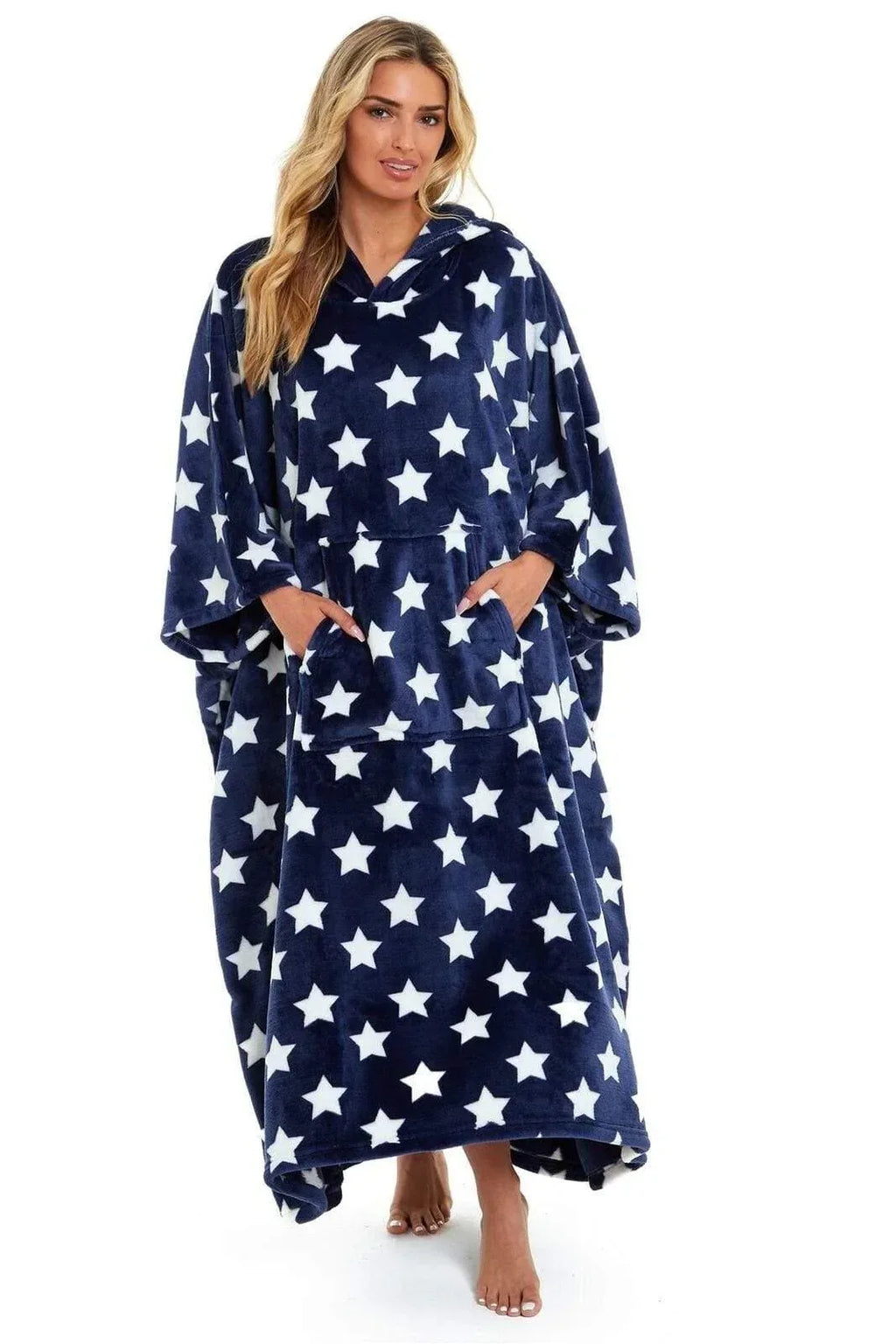 oversized-hooded-fleece-poncho-blanket-with-stars-and-polka-dots-plush-wearable-blanket-with-front-pocket-for-adults-indoor-outdoor-by-daisy-dreamer-hooded-blanket-631102168 - Bobobiy