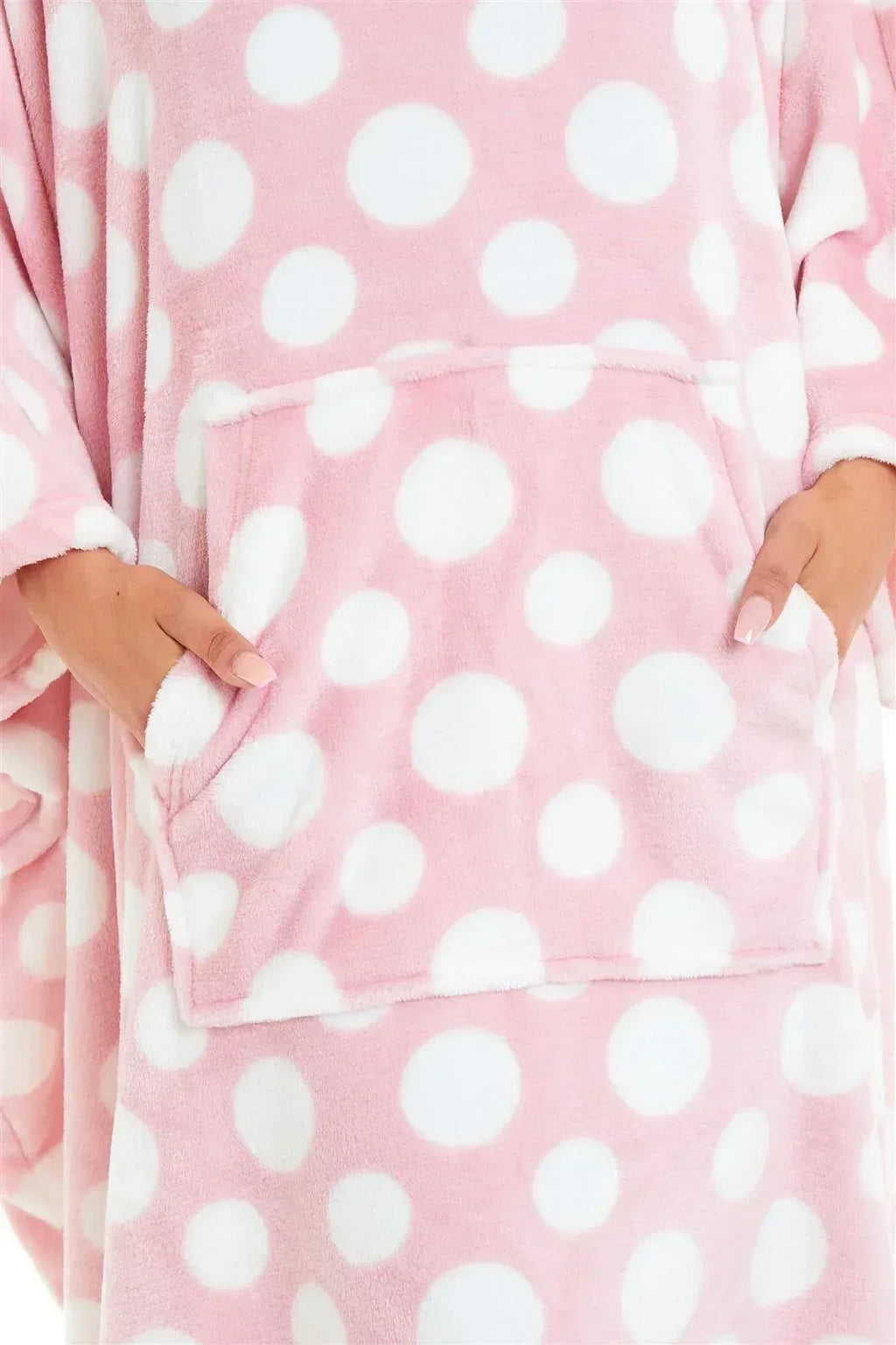 oversized-hooded-fleece-poncho-blanket-with-stars-and-polka-dots-plush-wearable-blanket-with-front-pocket-for-adults-indoor-outdoor-by-daisy-dreamer-hooded-blanket-631104995 - Bobobiy