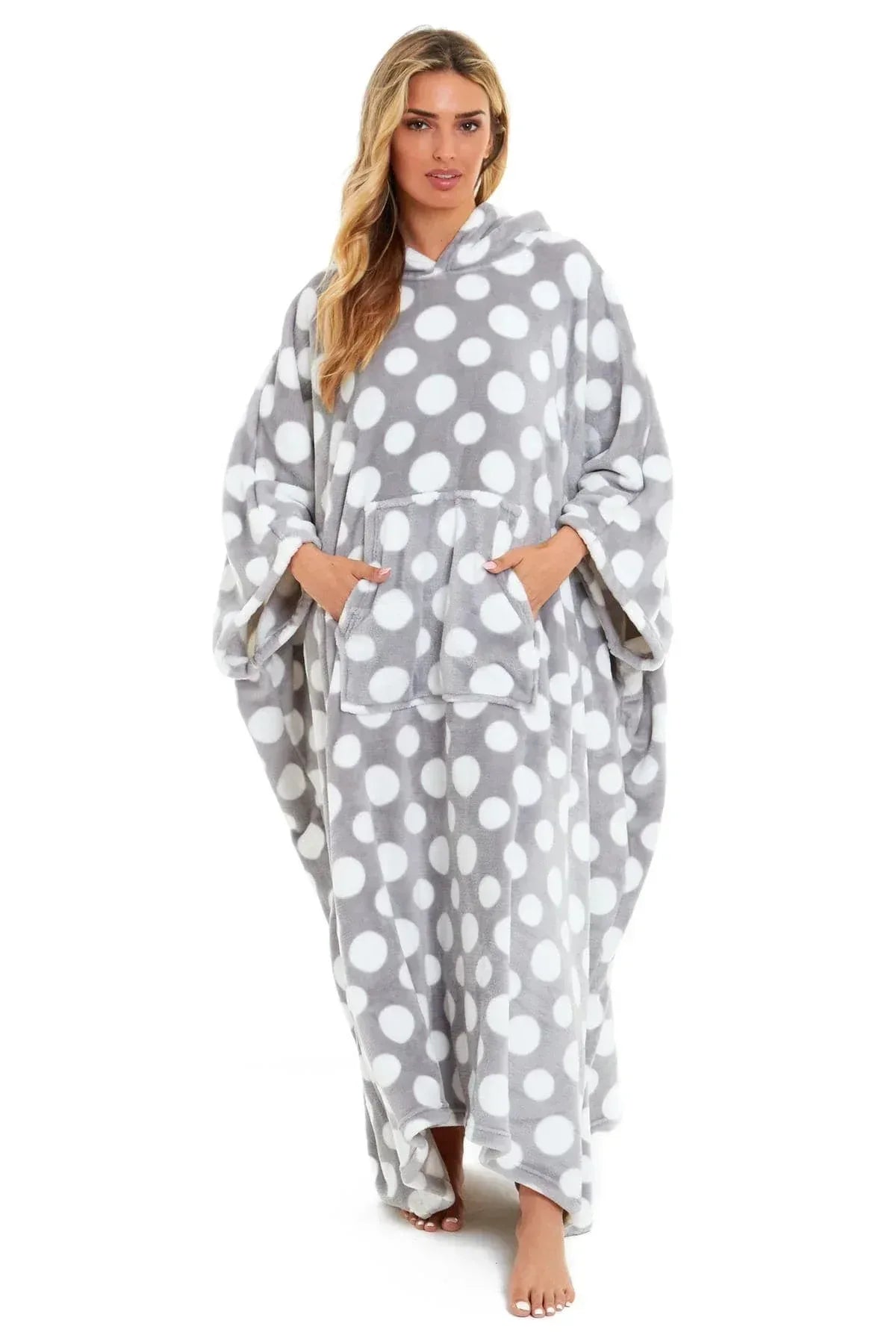oversized-hooded-fleece-poncho-blanket-with-stars-and-polka-dots-plush-wearable-blanket-with-front-pocket-for-adults-indoor-outdoor-by-daisy-dreamer-hooded-blanket-631104996 - Bobobiy