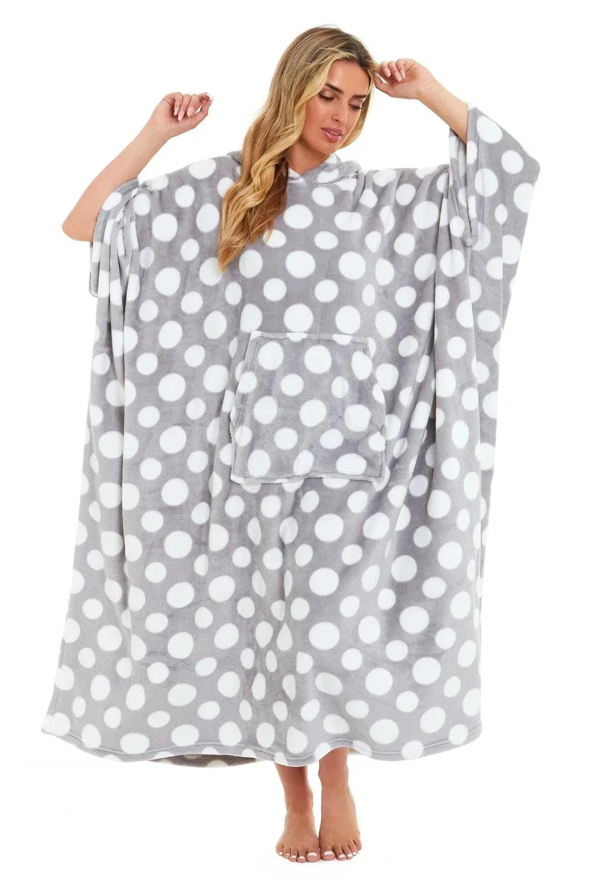 oversized-hooded-fleece-poncho-blanket-with-stars-and-polka-dots-plush-wearable-blanket-with-front-pocket-for-adults-indoor-outdoor-by-daisy-dreamer-hooded-blanket-631105005 - Bobobiy
