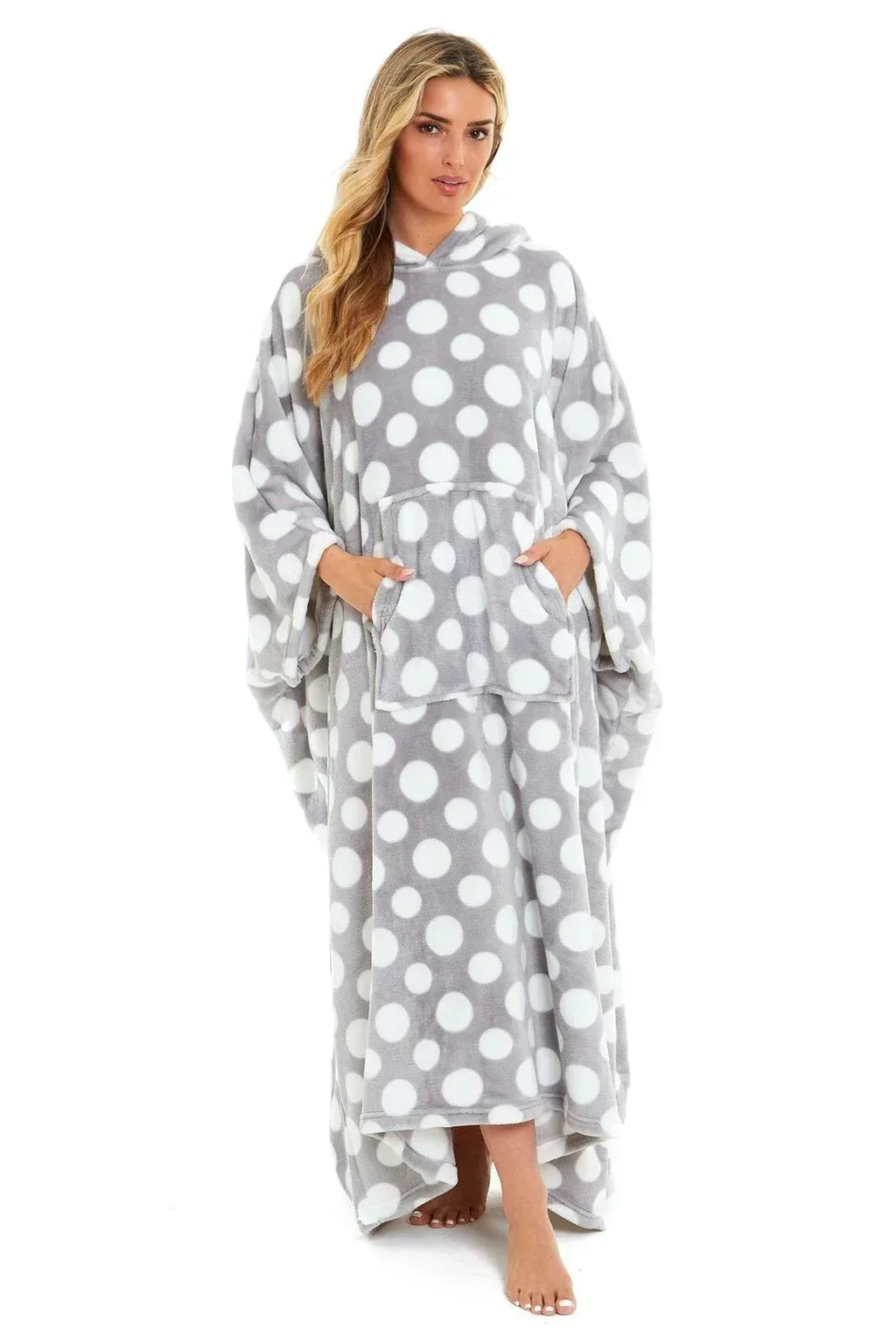 oversized-hooded-fleece-poncho-blanket-with-stars-and-polka-dots-plush-wearable-blanket-with-front-pocket-for-adults-indoor-outdoor-by-daisy-dreamer-hooded-blanket-631107490 - Bobobiy