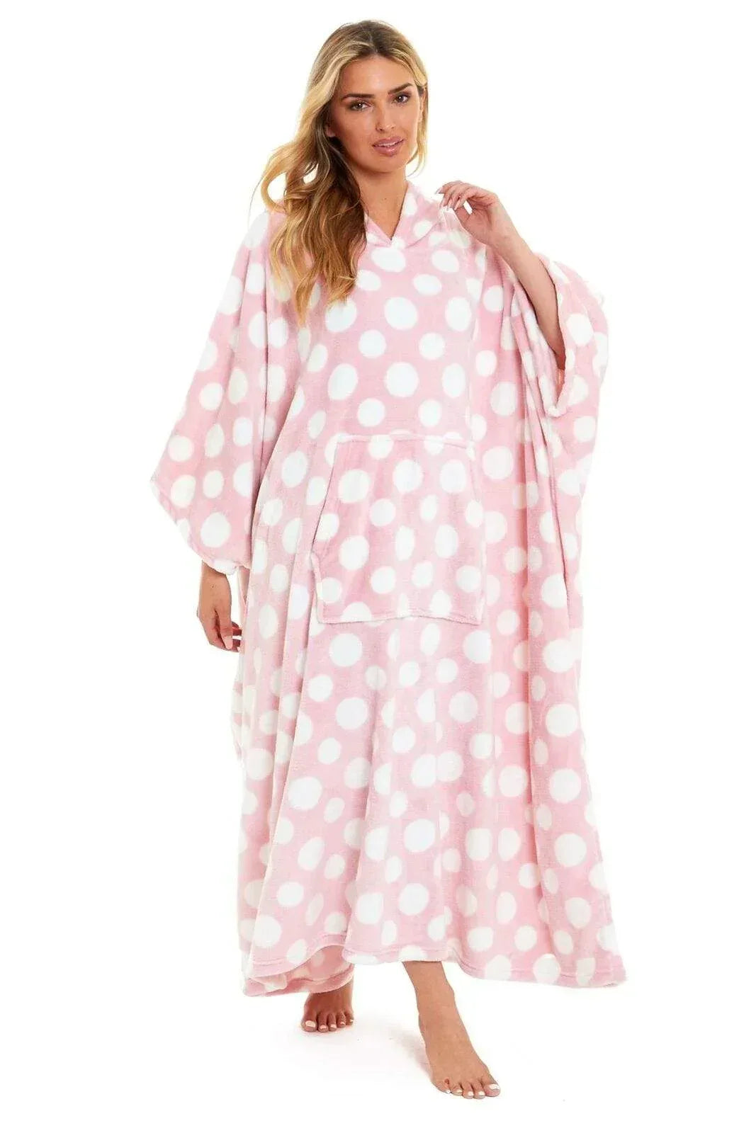 oversized-hooded-fleece-poncho-blanket-with-stars-and-polka-dots-plush-wearable-blanket-with-front-pocket-for-adults-indoor-outdoor-by-daisy-dreamer-hooded-blanket-631107491 - Bobobiy