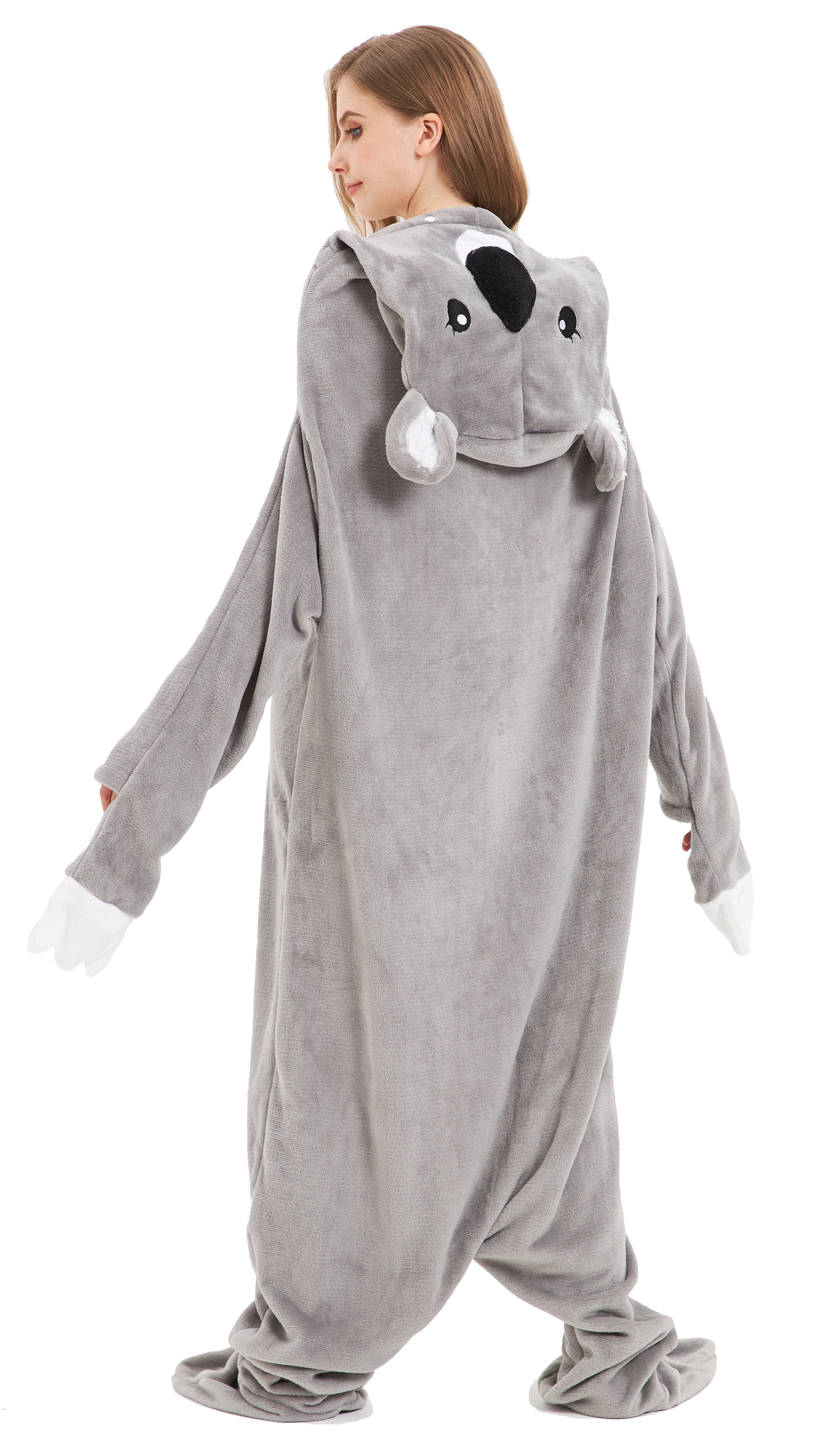 Oversized Koala Animal Wearable Blanket Hoodie Soft Fleece Hooded Blanket with Sleeves Warm Winter Loungewear
