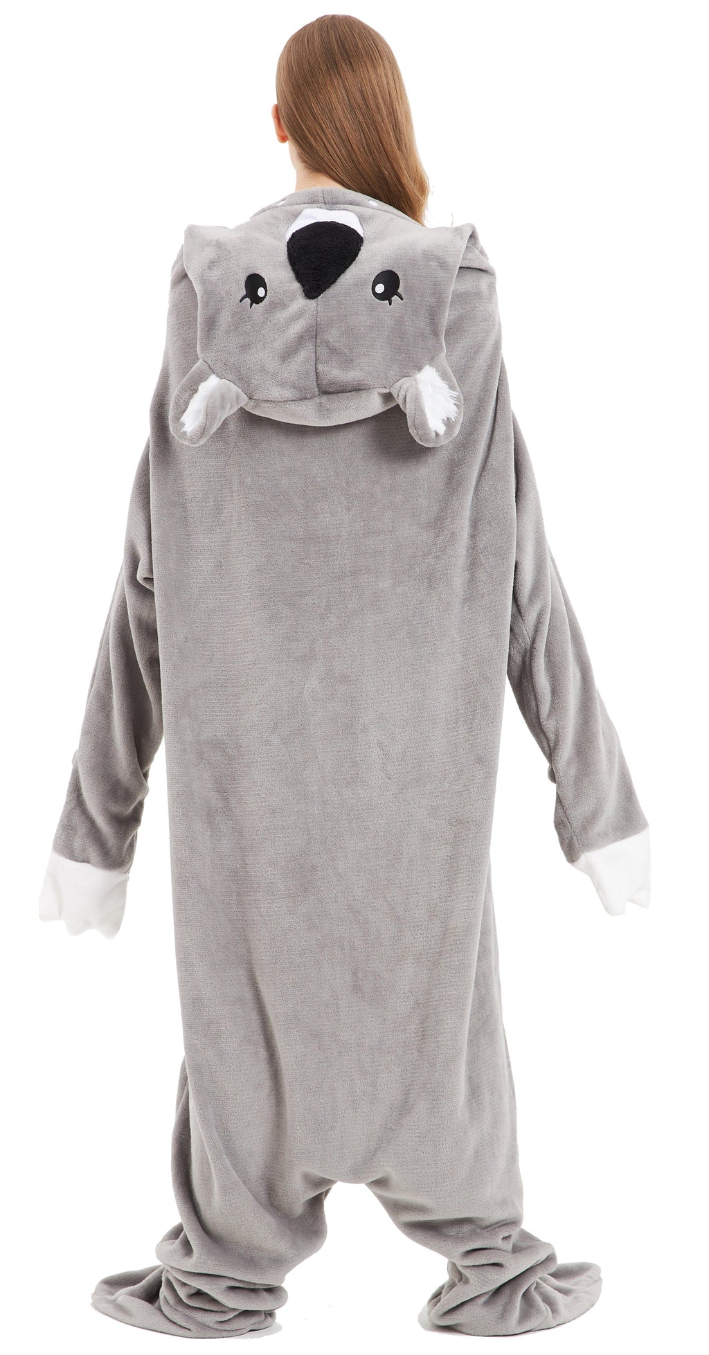 Oversized Koala Animal Wearable Blanket Hoodie Soft Fleece Hooded Blanket with Sleeves Warm Winter Loungewear