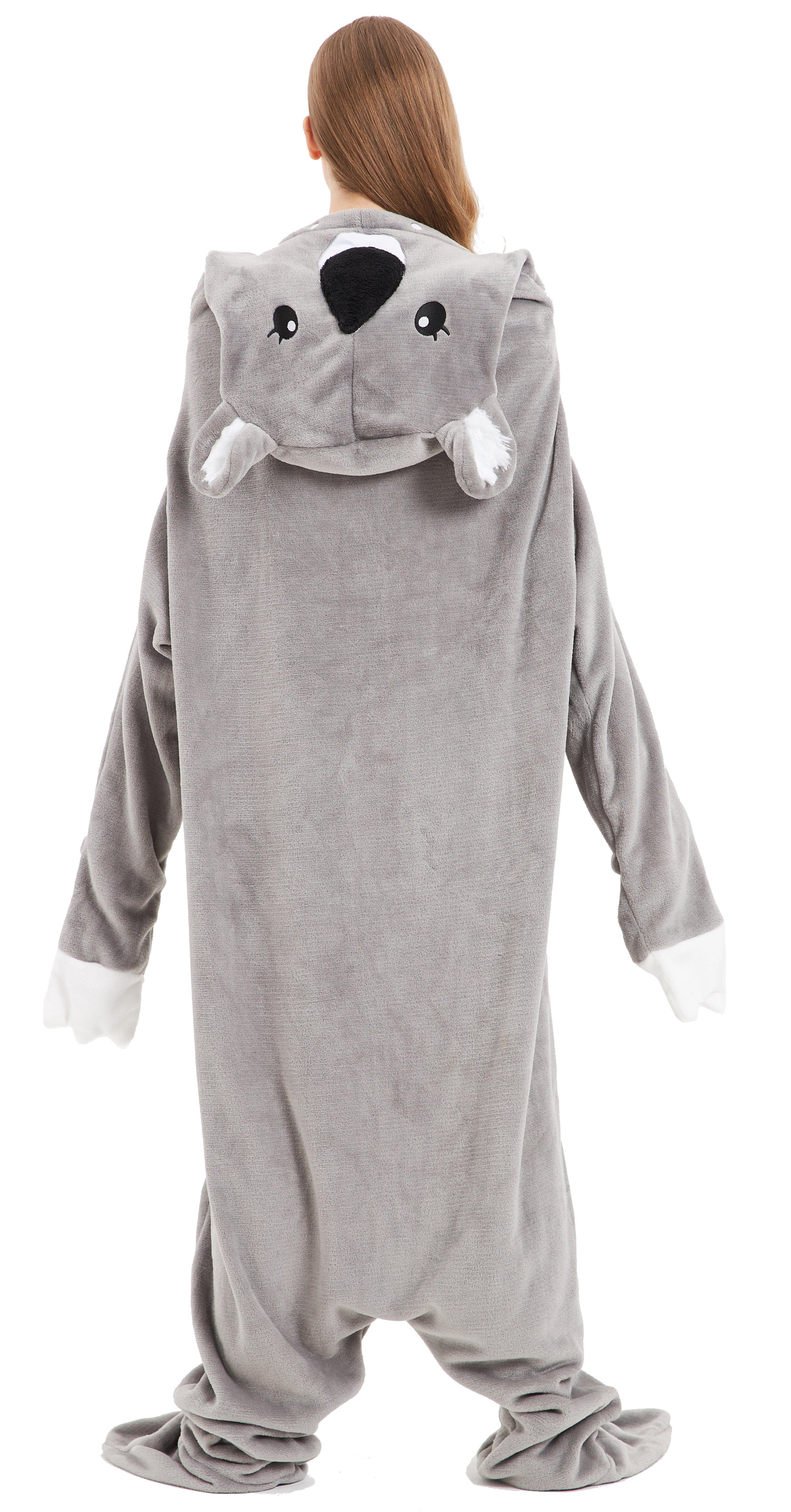Oversized Koala Animal Wearable Blanket Hoodie Soft Fleece Hooded Blanket with Sleeves Warm Winter Loungewear
