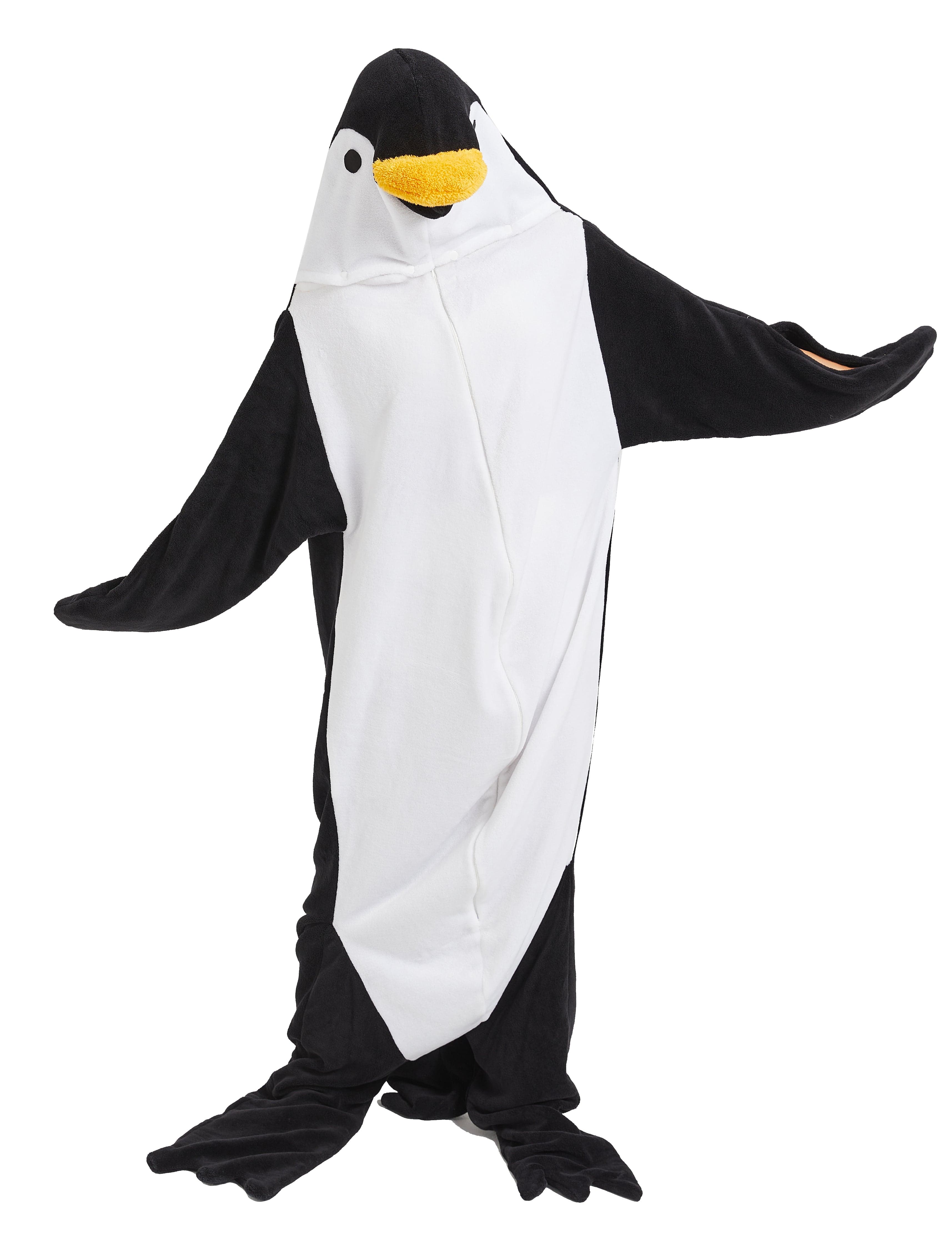 Oversized Penguin Animal Wearable Blanket Hoodie Soft Fleece Hooded Blanket with Sleeves Warm Winter Loungewear