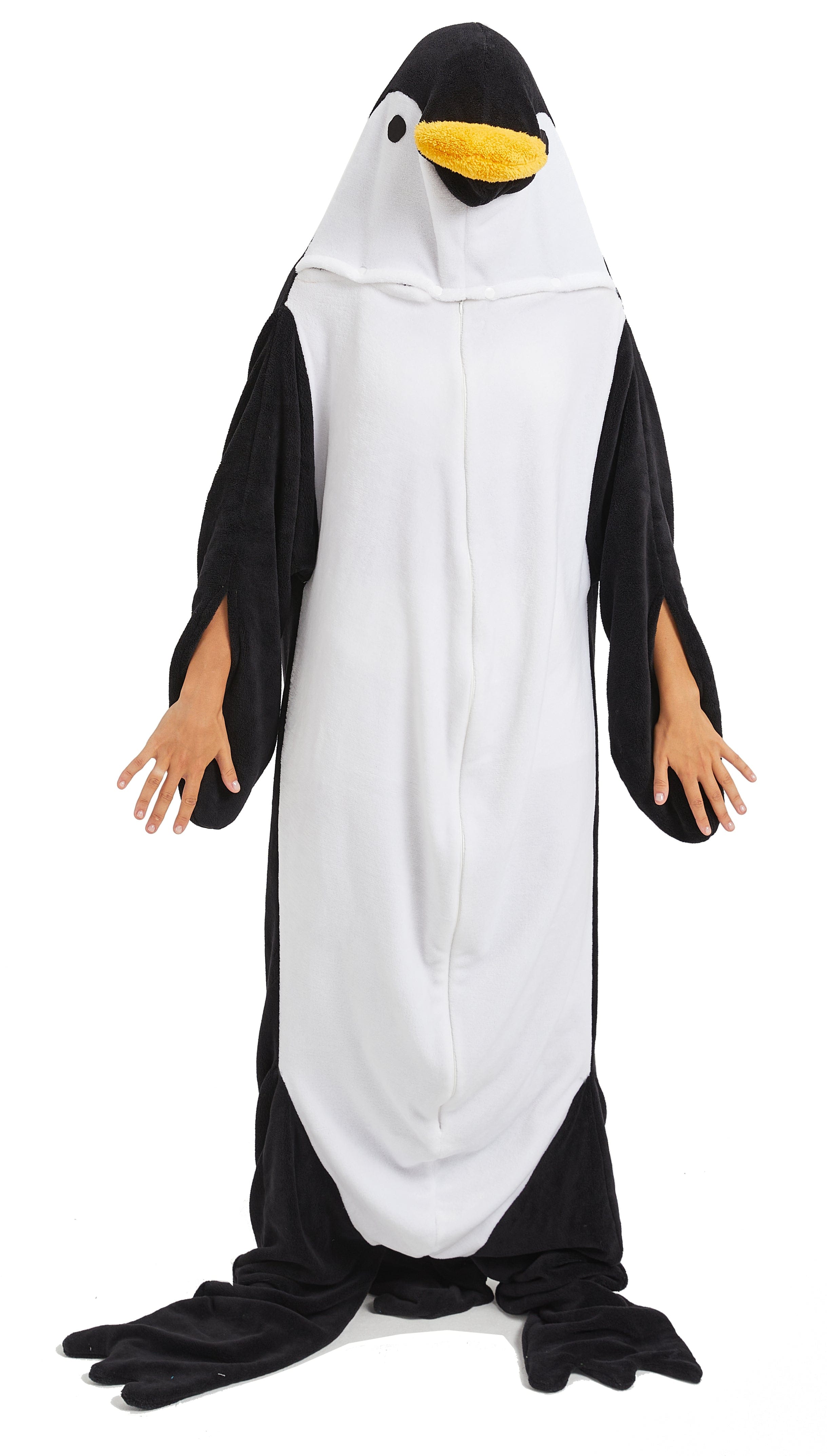 Oversized Penguin Animal Wearable Blanket Hoodie Soft Fleece Hooded Blanket with Sleeves Warm Winter Loungewear