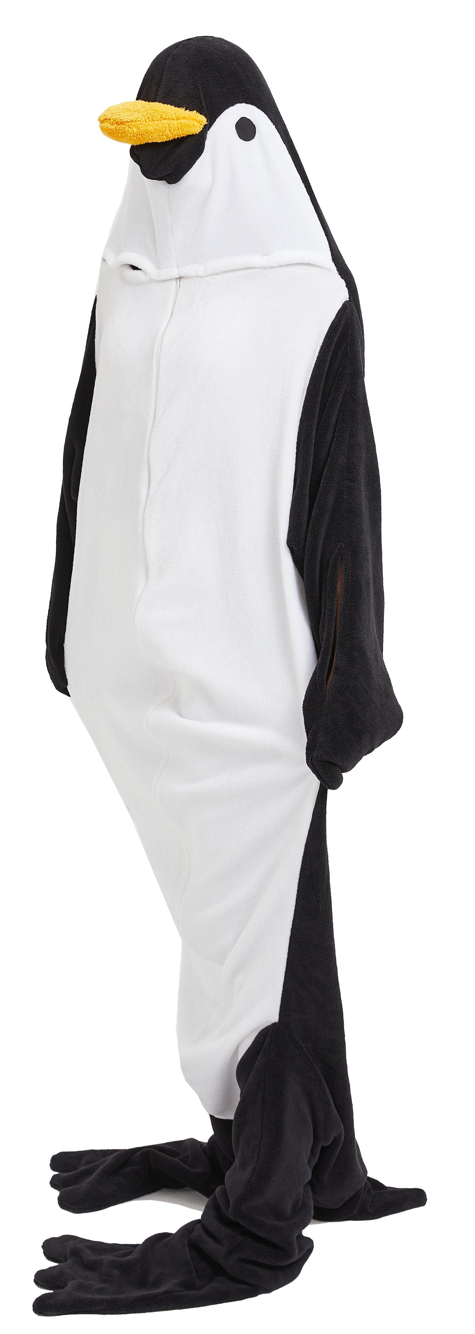 Oversized Penguin Animal Wearable Blanket Hoodie Soft Fleece Hooded Blanket with Sleeves Warm Winter Loungewear