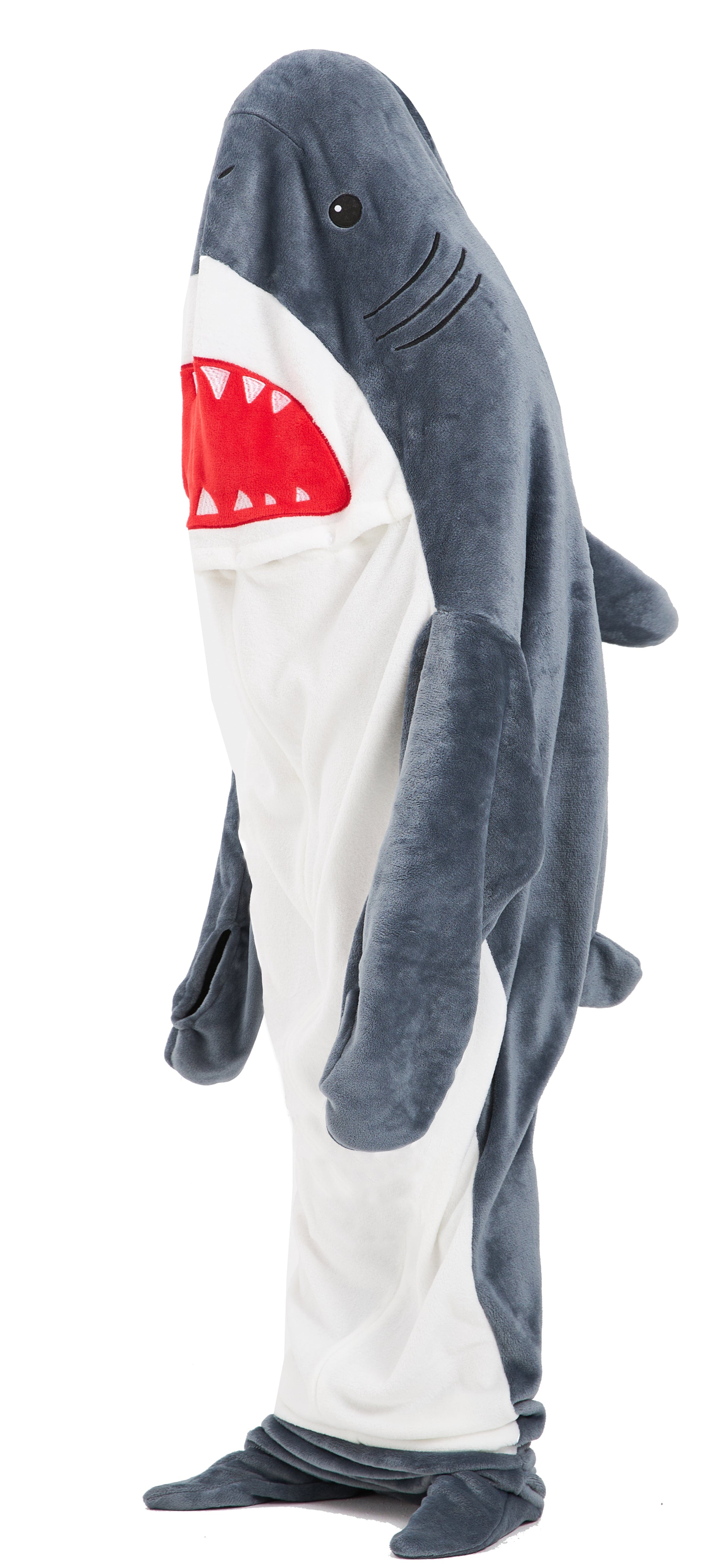 Oversized Shark Animal Wearable Blanket Hoodie Soft Fleece Hooded Blanket with Sleeves Warm Winter Loungewear