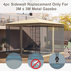 Gazebo sidewall replacement mesh netting set with insect-resistant mesh and zipper closure