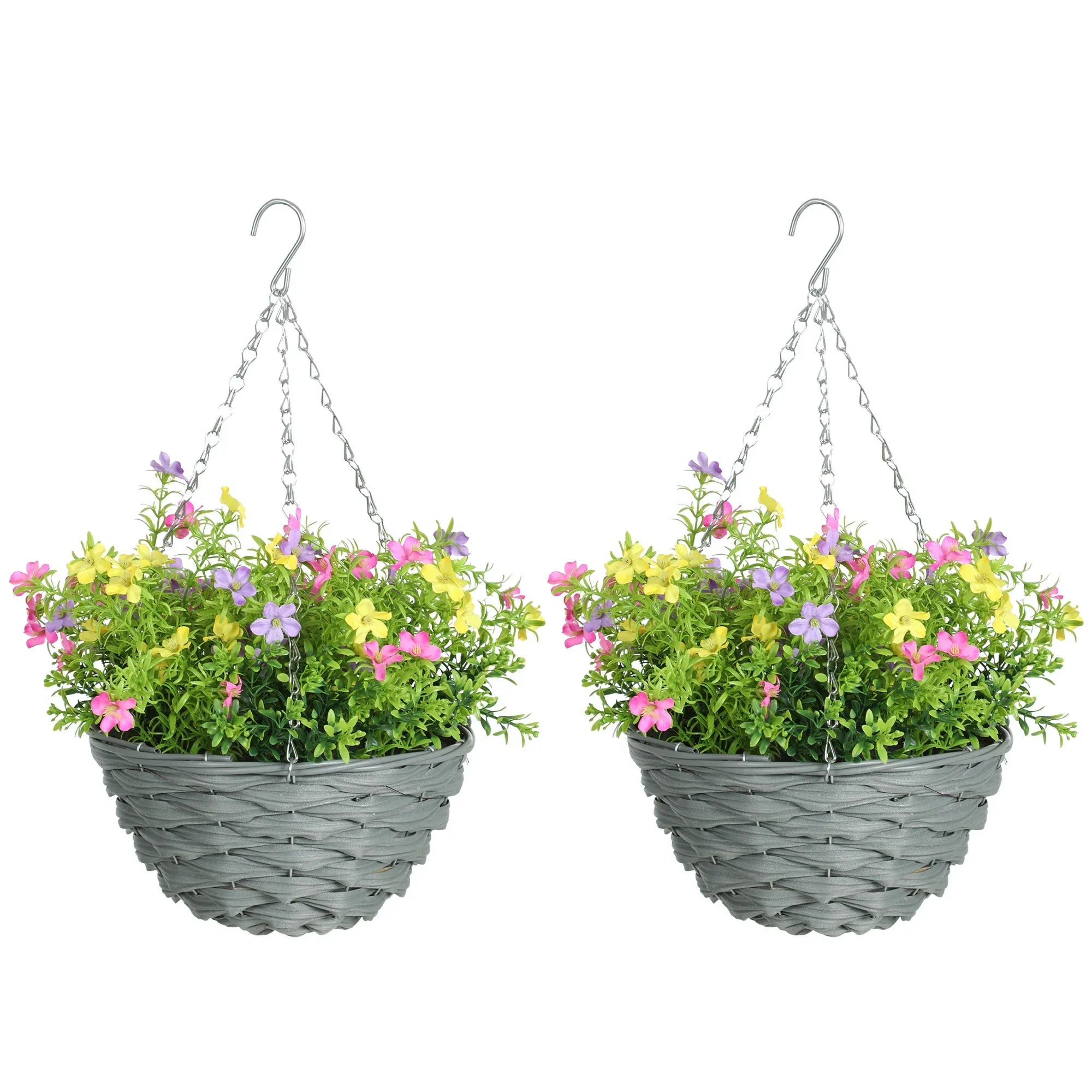 Set of 2 Artificial Hanging Cosmos Flowers - Multi-Colored - Bobobiy