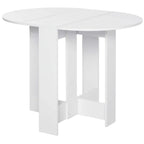 White round drop-leaf folding dining table with four straight legs