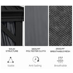 Gazebo side panels with solid fabric, polyester cloth, and breathable mesh detail