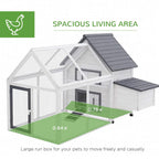 Chicken coop with wire-mesh run and spacious covered area, dark grey roof