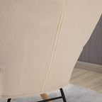 Beige fleece wingback chair backrest with stitched panel details