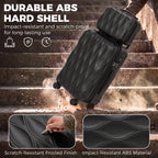 Black hard-shell ABS suitcase with scratch-resistant finish and corner impact protection.