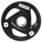 Black SPORTNOW weight plate with central hole and embossed 5 marking for pulley training