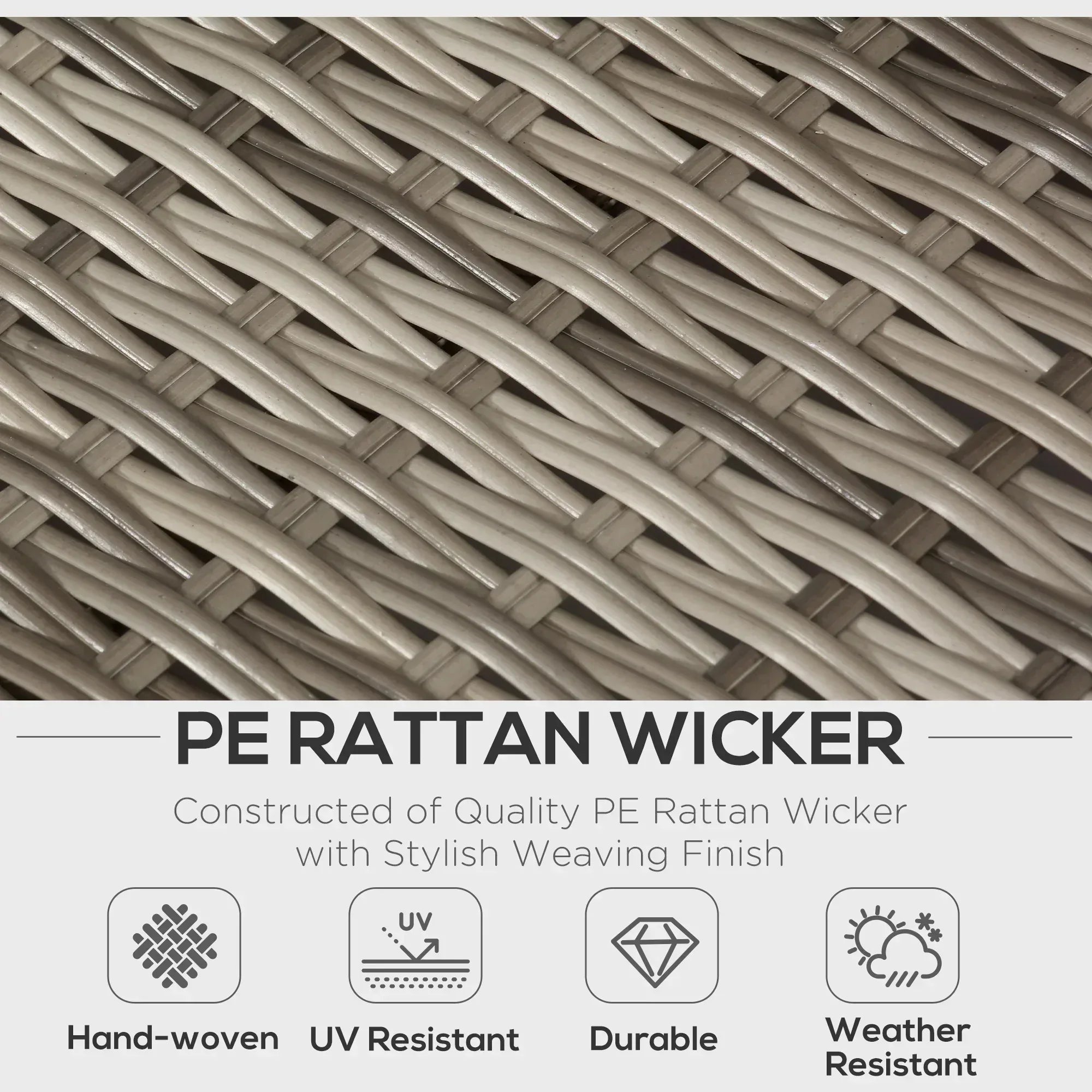 4 PCs Rattan Garden Furniture Outdoor Sectional Corner Sofa and Coffee Table Set Conservatory Wicker Weave Furniture with Armrest and Cushions - Light Grey - Bobobiy