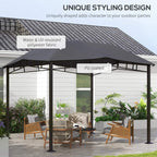 Grey gazebo canopy with PU-coated polyester fabric, peaked roof on steel frame