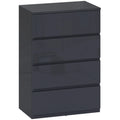 High Gloss Chest of Drawers, 4-Drawer Storage Cabinets, Modern Dresser for Bedroom, Grey - Bobobiy