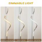 Dimmable spiral LED floor lamp with adjustable brightness light glow