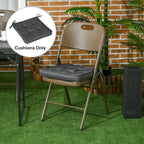 Grey seat cushion pad with corner ties, shown on a dining chair