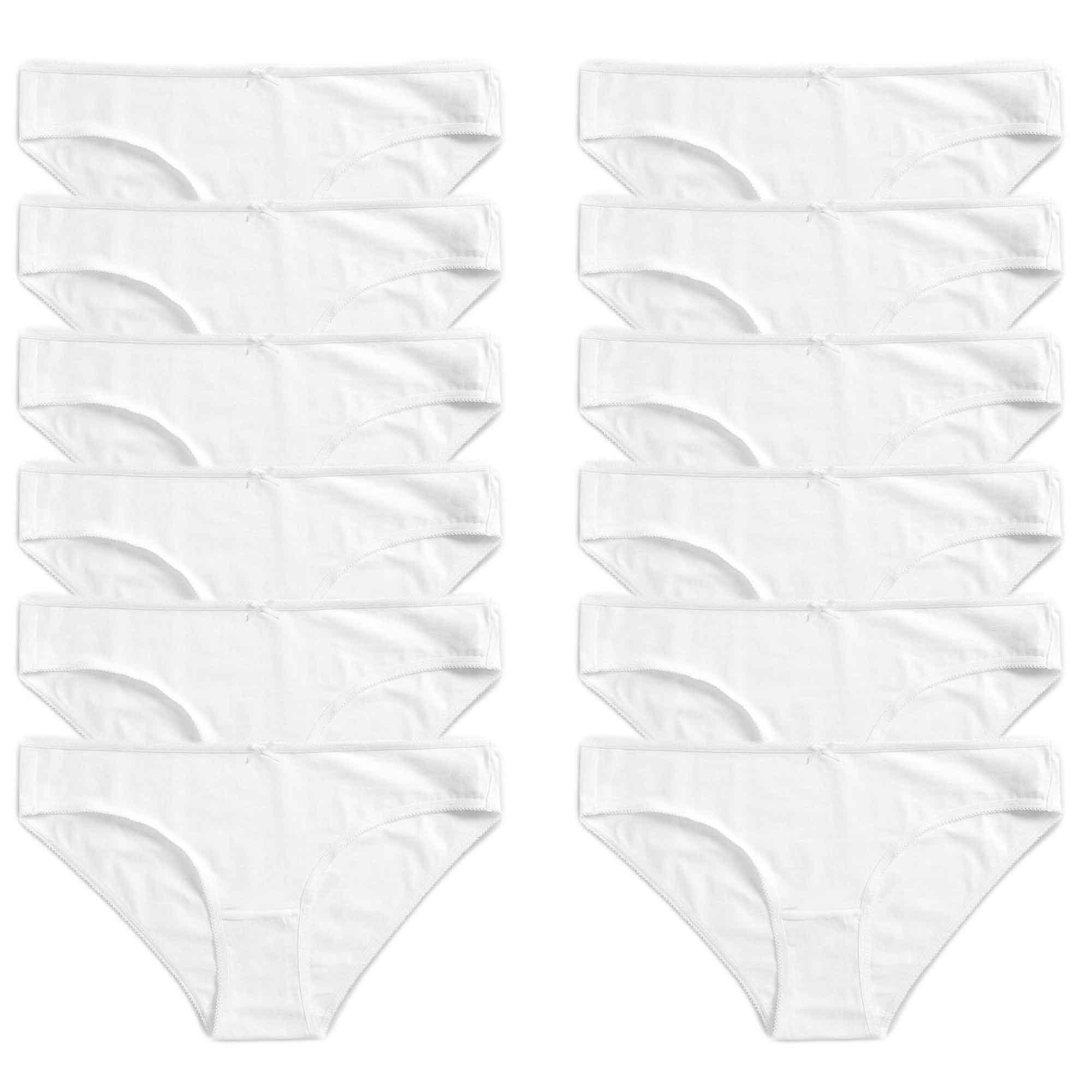 pack-of-12-womens-100-percent-cotton-high-leg-bikini-briefs-comfortable-stretch-waistband-hypoallergenic-breathable-underwear-multipack-black-white-uk-sizes-10-20-by-daisy-dreamer-whi - Bobobiy