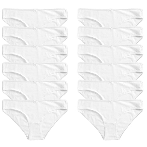pack-of-12-womens-100-percent-cotton-high-leg-bikini-briefs-comfortable-stretch-waistband-hypoallergenic-breathable-underwear-multipack-black-white-uk-sizes-10-20-by-daisy-dreamer-whi - Bobobiy