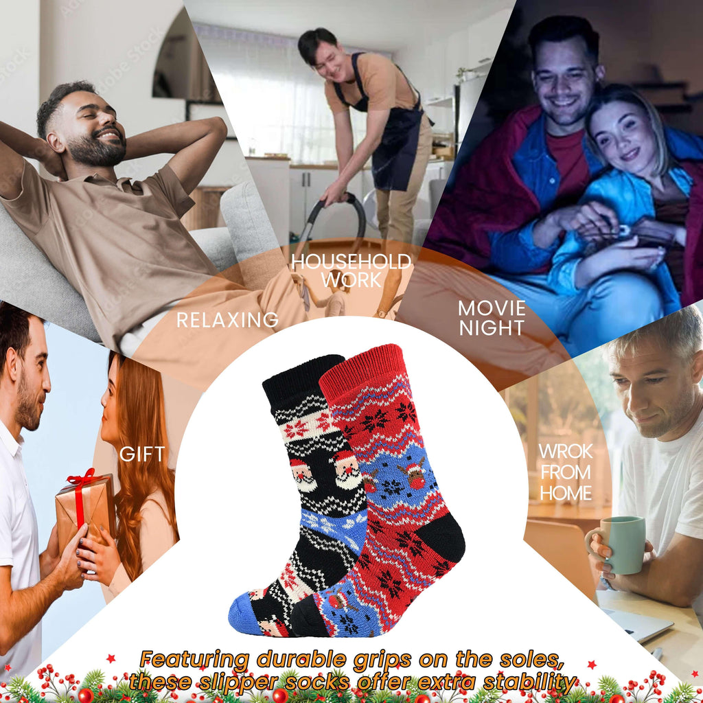 pack-of-2-men-s-festive-xmas-chunky-knit-slipper-socks-with-grips-thick-warm-non-slip-indoor-bed-socks-gift-by-sock-stack-uk-6-11-christmas-socks-1176513433 - Bobobiy