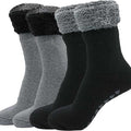 pack-of-2-women-s-feather-soft-tot-slipper-socks-with-anti-slip-grips-fleece-lined-cozy-winter-indoor-lounge-socks-by-sock-stack-uk-4-7-black-grey-socks-1177103759 - Bobobiy