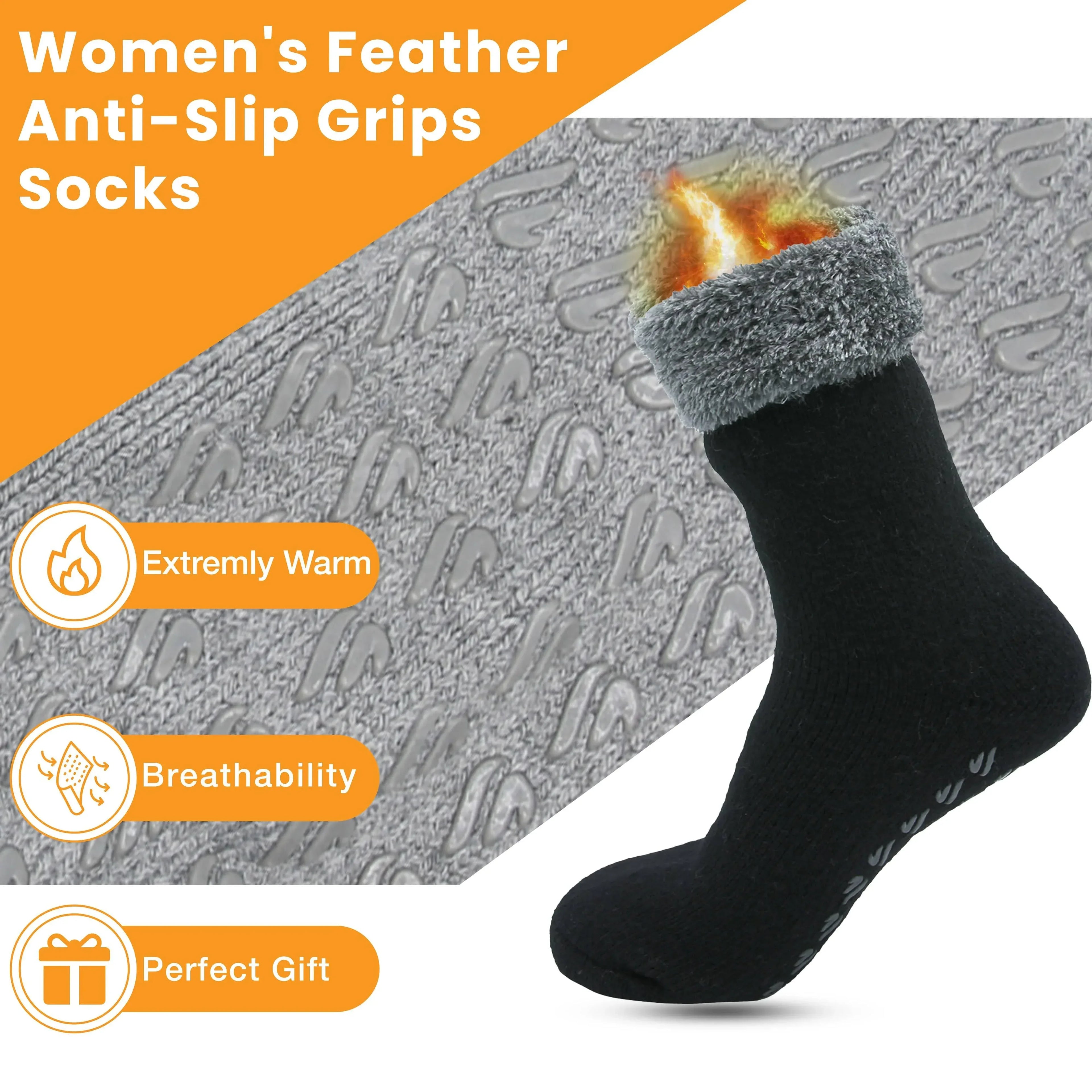 pack-of-2-women-s-feather-soft-tot-slipper-socks-with-anti-slip-grips-fleece-lined-cozy-winter-indoor-lounge-socks-by-sock-stack-uk-4-7-black-grey-socks-1177103764 - Bobobiy