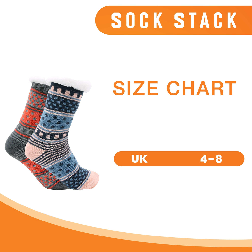 pack-of-2-women-s-fur-lined-chunky-slipper-socks-soft-warm-cozy-winter-non-slip-knitted-lounge-bed-socks-by-socks-stack-assorted-socks-1177103804 - Bobobiy